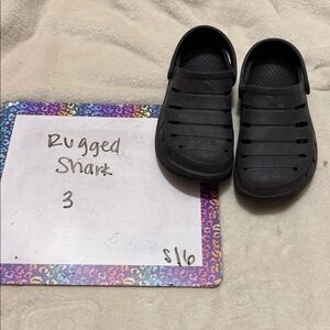 Rugged Shark Kids Black Slip-On Clog - Size 3